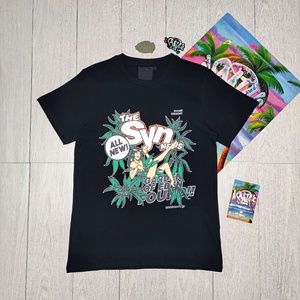 T-<span class=keywords><strong>shirt</strong></span> unisexe en coton pur SYNA WORLD, style américain, imprimé lettres hip-hop, col rond, manches courtes, respirant, coupe ample - Product Image 4