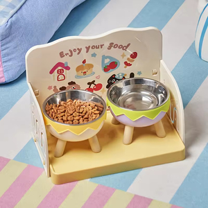 Nouvelle station d'alimentation anti-déversement colorée pour animaux de compagnie, support réglable en hauteur pour deux bols pour chiens de petite et moyenne taille - Product Image 4