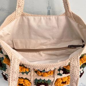 Custom Camellia Series Handmade Wool Crocheted Knitted Flower Shoulder <b>Bag</b> Women Grandmother <b>Bag</b>-Fashionable <b>Accessory</b> Handbag - Product Image 5