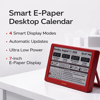 Kylendar Calendrier intelligent Wi-Fi 7 pouces avec écran E-Paper protecteur pour les yeux, 4 modes, horloge mondiale, météo et actualités, mise à jour automatique, affichage de bureau