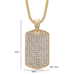 Collane con Ciondolo <span class=keywords><strong>Hip</strong></span> <span class=keywords><strong>Hop</strong></span> Card Bar <span class=keywords><strong>Rap</strong></span>, Gioielli alla Moda in Acciaio Inossidabile Impermeabile con Zirconi Cubici, Placcato Oro 18K per Uomo e Donna - Product Image 2