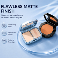 Ensemble de poudres compactes pour le visage 2 en 1, poudre pressée, contrôle du sébum, fini mat, longue tenue, estompe les pores, retouche rapide, miroir, houppette, beauté