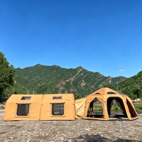 Tente Dôme Gonflable - Khaki Militaire, Grande Tente de Luxe Imperméable en Coton, Durable, pour Voyage, Camping, Famille, Extérieur