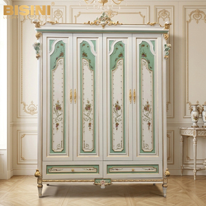 Armoire autoportante de style <span class=keywords><strong>vintage</strong></span> à 4 portes, motifs floraux peints à la main, en bois massif, pour dressing de luxe ou dressing intégré - Product Image 5