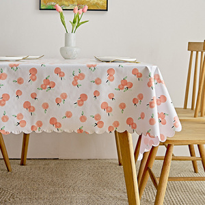 Peach Fruit PVC <strong>Waterproof</strong> <strong>Table</strong> <strong>Cover</strong> Protector Digital Printed Plastic Tablecloth for Home Decoration - Product Image 1