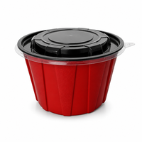 Conteneur thermoformé robuste rouge et noir 1750-180 pour la restauration, bol bento jetable