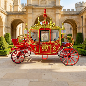 Transport Spécial - Carrosse Royal Rouge pour Mariage - Véhicule Électrique de Luxe pour 4 à 6 Personnes - Chariot Tiré par des Chevaux - Product Image 1