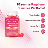 Suplemento de Gomitas con Complejo de Hongos Veganos 10 en 1, 2500mg, Marca Privada OEM, con Melena de León, Reishi y Cordyceps, para un Estado de Ánimo Tranquilo y Relajación