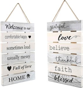 Legno massello antico stampa su <span class=keywords><strong>2</strong></span> lati ispiratore della famiglia cucina fattoria decorazione della parete arte logo - Product Image 1