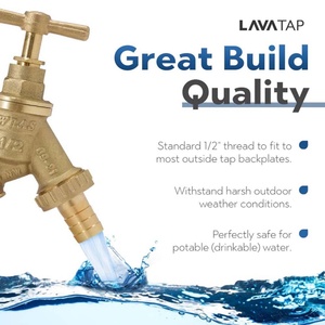 Robinet d'extérieur en laiton BSP 1/2'' pour tuyau d'arrosage avec adaptateur de raccord fileté 3/4'' supplémentaire pour l'irrigation - Product Image 5
