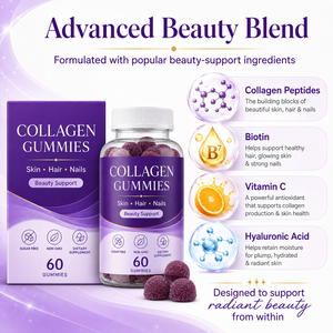 Gummies de Collagène Bio Marque Blanche 500mg avec Acide Hyaluronique, Biotine et Zinc pour le Soutien de la Beauté Adulte – Usine OEM ODM - Product Image 5