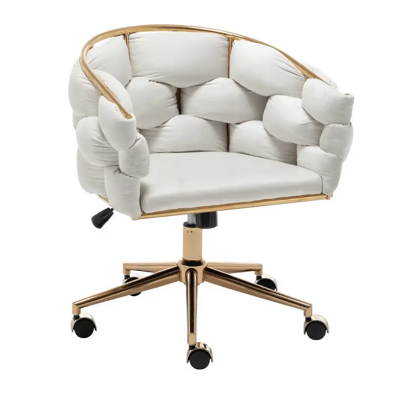 메이크업 룸을위한 흰색 악센트 의자 중반 세기 현대 메이크업 의자 피부 친화적 인 벨벳 패브릭 침실 의자