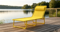Nouvelle chaise longue de plage légère pour l'extérieur, design 4 positions, structure en acier inoxydable, chaise longue pliante en maille respirante