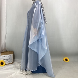 2025 <b>Summer</b> Shiny Satin Fashion <b>Kaftan</b>-style Abaya with the Most Elegant Shade Solid Color for Eid Party 1468# - Product Image 4