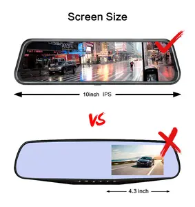 10 inç araba dvr'ı WIFI GPS çift Lens tam dokunmatik ekran Video kaydedici kam dikiz aynası OEM 1080P evrensel kamera 5V 500 (g)