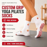 Chaussettes de yoga pour femme, respirantes, à haute élasticité, avec grip, pour le fitness, le sport, antidérapantes, pour le Pilates