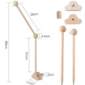 Support de mobile de berceau classique en bois de hêtre avec bras rotatif, accessoire de décoration pour chambre d'enfant pour nouveau-nés garçons et filles - Product Image 2