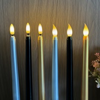 Bougie LED sans flamme en plastique avec pointe en forme de balle, couleur or, argent, noir, pour Halloween, Noël, banquets, restaurants, vente en gros