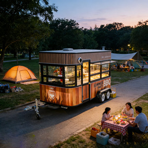 Corrosion Resistant Food Cart Stainless Steel Mobile <b>Trailer</b> For Seafood Snack Selling - Product Image 1