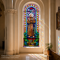 Paneles de Vidrio Decorativos Hechos a Mano, Vidrio Artístico para Iglesia, Catedral, Domo, Puerta, Interior, OEM
