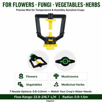 Buse de brumisation POM à déflecteur, à cadre conique rotatif, anti-âge, entrée conique 6 mm, pour irrigation de serres, fleurs et herbes médicinales