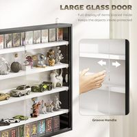Vitrine à jouets rectangulaire moderne multi-niveaux en bois avec porte transparente et étagère murale pour figurines, poupées et objets de collection