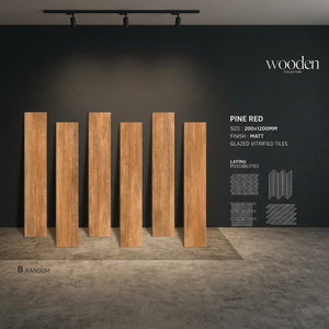 Baldosas de porcelana cerámica coloridas de 8x48 pulgadas, tablones de tira de madera de 20x120cm pulidos para salas de ladrillos refractarios interiores y exteriores - Product Image 1