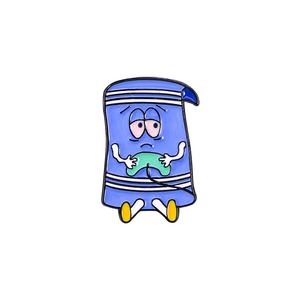 Broche en alliage créative et é<span class=keywords><strong>l</strong></span>égante, motif dessin animé serviette bleue, accessoire <span class=keywords><strong>de</strong></span> décoration mignon pour sac d'école, badge - Product Image 4