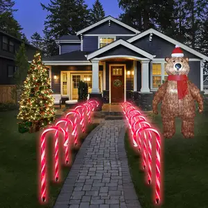 Outdoor Markers Christmas Decorations Lights 8 Lighting Modes Xmas Holiday Party Walkway Candy Cane Pathway Lights (with Stakes)