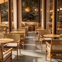 Table à manger ronde en bois massif et ensemble de chaises de café modernes, mobilier de maison imperméable pour bar, hôtel, entrée
