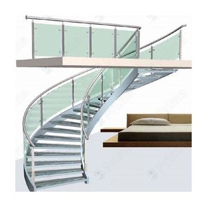 Escalera curva <span class=keywords><strong>de</strong></span> vidrio compacta con marco <span class=keywords><strong>de</strong></span> aluminio Escalera curva perfecta <span class=keywords><strong>para</strong></span> <span class=keywords><strong>espacios</strong></span> <span class=keywords><strong>pequeños</strong></span> y decoración moderna - Product Image 2