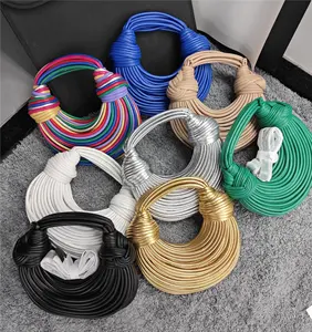 Bolso hobo de fideos tejido a la moda para mujer con doble nudo para dama elegante bolso de noche de mano de Guangzhou