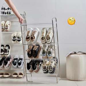 Meuble de salon moderne, étagère à chaussures en plastique, 6 niveaux, étagère à chaussures en plastique tendance, organisateur de rangement - Product Image 6