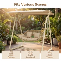 Fauteuil suspendu en rotin pour 2 personnes, chaise double suspendue avec coussin épais et oreiller, structure en acier allié peint haute résistance
