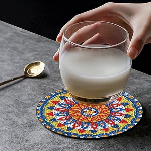 Sous-verres en <span class=keywords><strong>peinture</strong></span> diamantée, 4 pièces, motif Mandala, dessous <span class=keywords><strong>de</strong></span> plat <span class=keywords><strong>de</strong></span> cuisine, décoration <span class=keywords><strong>de</strong></span> maison en bois, protection <span class=keywords><strong>de</strong></span> table QQ045 - Product Image 1
