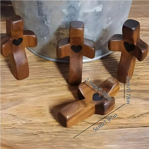 Cruz de Madera de Olivo para el Bolsillo, Regalo de Ánimo para Aliviar la Ansiedad, Cruz para Abrazar, Agarrar y Rezar - Product Image 4