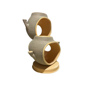 Cama Redonda para Gatos con Material de Fibra, Mueble Multifuncional para Mascotas de Interior, Tamaño Pequeño, Diseño de Color Sólido - Product Image 2