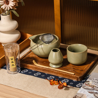 Ensemble complet de fouets à matcha en céramique pour la cérémonie du thé japonaise, kit en grès vert avec bol à matcha et coffret cadeau personnalisé