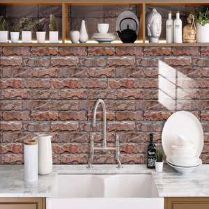 Modern Red <b>Rock</b> Wall Peel <b>Stick</b> Wallpaper Self-Adhesive PVC Easy Maintain Waterproof for Kitchen Bathroom Gym Decorative Purpose - Product Image 4