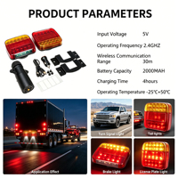 Kit de feux arrière LED magnétiques sans fil rechargeables 12V, clignotants, étanches IP67, construction en alliage d'aluminium, pour camion/remorque