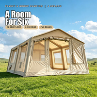 Tente de camping gonflable 400x300x220cm en tissu Oxford PVC, abri pliable quatre saisons imperméable pour l'extérieur