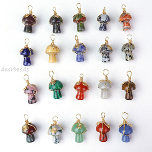 Natuurlijke Gouden Draad Wrap Champignonkristallen Hanger, Steen Edelsteen Hangers Bedels Voor Kettingen Sieraden Maken - Product Image 2