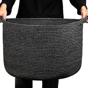 Ensemble de 2 paniers à linge lavables en machine, tissés à la main, avec couvercle, en plastique, style boîte à pain mignonne, avec poignée - Product Image 6