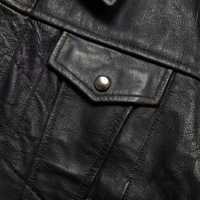 Veste de Travail Homme en Cuir PU Noir Délavé avec Logo Personnalisé, Col Revers et Multi-Poches, Style Trucker, Vente en Gros Usine pour Automne Hiver
