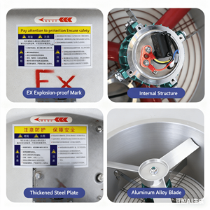 พัดลมระบายอากาศแบบแกน CBF ป้องกันการระเบิด, พัดลมอุตสาหกรรมแบบท่อ, พัดลมดูดอากาศแบบเงียบ, พัดลมระบายอากาศแบบท่อ, กำลังแรง, 220 โวลต์ - Product Image 5