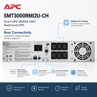 UPS Schneider SMT3000RMI2U-CH 3000VA/2700W Rak-mount, Online Interaktif Gelombang Sinus Murni dengan AVR untuk Pusat Data & Rak Server