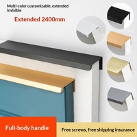 Poignée extensible noire de 2,4 m en fonte, tête hexagonale, moderne et minimaliste, invisible, sans perçage, pour porte d'armoire, armoire à chaussures, tiroir