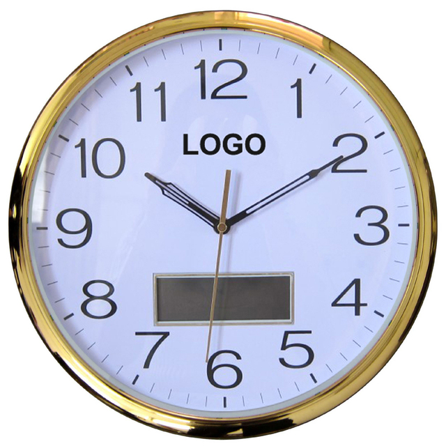 30CM Round Lcd Analog Clock With Calendar for Wall Decor