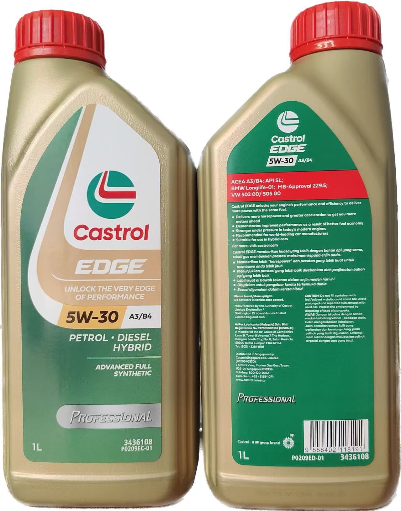 Edge 5W-30 CF/SL | Singapore Import Full Synthetic | 24 Bottles/Case