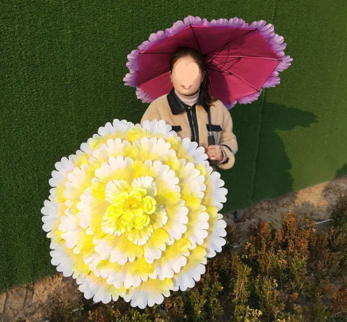 ダンス多層牡丹傘3D牡丹パーティー布ダンスファイバー傘パフォーマンスのための中国の花傘